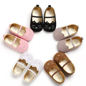 Detailed top-down view showing multiple colors of cute cat-themed baby walker shoes