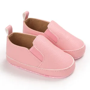 Scarpe primi passi rosa per neonati 0-12 mesi con suola morbida e design slip-on