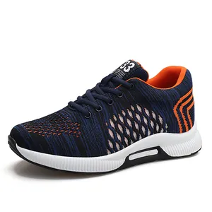 Chaussures de course respirantes pour hommes avec élévation de 7 cm en bleu marine