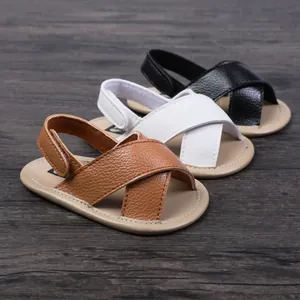 Classic British style baby sandals in brown, white and black for infants aged 0-1