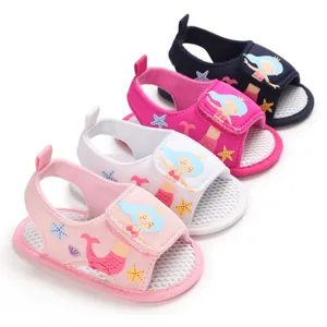 Sandalias para bebé transpirables con suela blanda y divertidos motivos de sirena en cuatro colores
