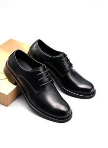 Detailansicht von eleganten schwarzen Business-Leder-Herrenschuhen auf weißem Grund.