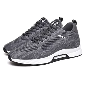 Herren-Sneaker in Grau aus Fly-Knit mit versteckter 6cm Erhöhung für den Sport