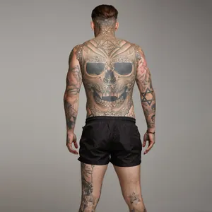 Back view detail of men's black quick-dry fitness running shorts with zipper pockets