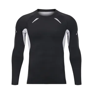Men's professional long-sleeve sports compression shirt with breathable quick-dry side panels