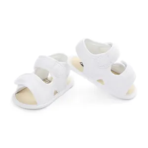 Breathable white mesh baby sandals featuring adjustable velcro straps for 0-1 year infants