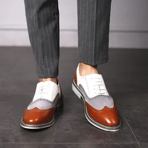 Vue détaillée des chaussures Brogue multicolores pour hommes avec un bout pointu élégant