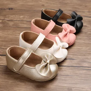 Chaussures Mary Jane Princesse avec Nœud pour Bébé Fille Semelle Souple Chaussures de Marche Pour Nouveau-nés