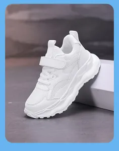 Vielseitige, ganzweiße Kinder-Sneaker aus Mesh mit Klettverschluss und atmungsaktivem Design