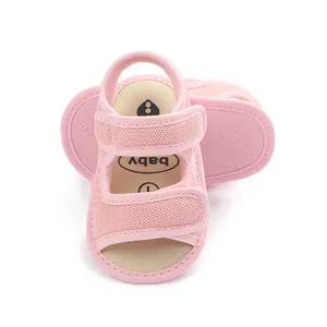 Detailed view of breathable pink summer baby sandals for infants, unisex toddler walking shoes