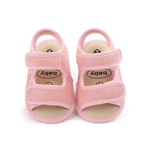 Cute pink mesh summer baby sandals designed for infants learning to walk comfortably
