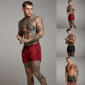 Men Quick Dry Gym Shorts Running Workout Training With Zipper Pockets Adjustable Drawstring Casual Summer Sportswear Polyester Bottom