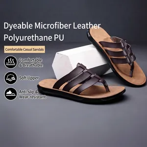 Men Flip Flops Microfiber Leather Casual Beach Sandals Waterproof Summer Outdoor Slides Sandals Men Footwear Yellow Black Brown Wine Red
