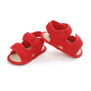 Comfortable red infant summer sandals featuring breathable mesh and adjustable straps