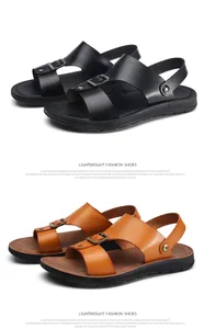 Modieuze zomer sandalen voor heren in zwart en bruin met een verfijnde lederen look