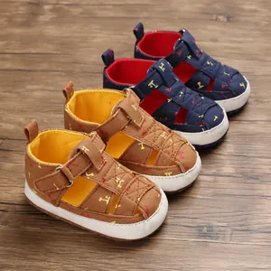 Soft cotton baby sandals with anti-slip soles and adjustable straps in two colors