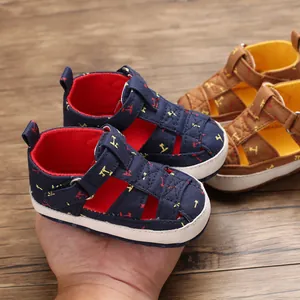 Infant Canvas Summer Sandals Baby Soft Sole Non-Slip Walking Shoes Breathable Hook And Loop Toddler First Walker Shoes