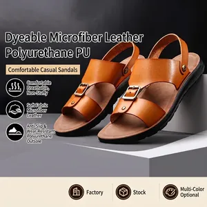 Heren Mode Microvezel Lederen Strand Sandalen Ademend Casual Zomer Outdoor Gesp Riem Sandalen Voor Mannen