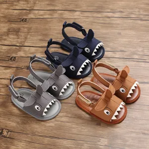 Baby Toddler Shark Walking Shoes Soft Sole Breathable Cartoon Summer Sandals For 0-1 Year Old Infant Cotton First Walkers