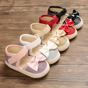 Infant Girl Princess Walking Shoes Glitter Bowknot Soft Sole Mary Jane Flats Toddler First Walkers Baby Wedding Party Gift