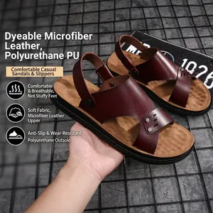 Men's Casual Microfiber Leather Sandals Summer Outdoor Breathable Beach Shoes With PU Sole Metal Studs For Men