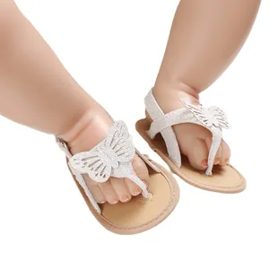 Breathable silver glitter baby sandals with butterfly decoration for 0-1 year olds