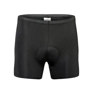 Vista frontal de ropa interior de ciclismo de malla negra con cojín de protección