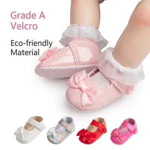 Chaussures de Princesse Bébé Fille Nœud Mary Jane Cuir Synthétique Semelle Souple Antidérapant Premier Pas Chaussures de Soirée
