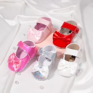 Adorables chaussures de princesse pour bébé fille avec semelles souples et nœuds