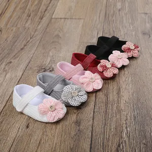 Zapatos de paseo con flores para bebé niña en cinco colores, estilo princesa de 0-1 año