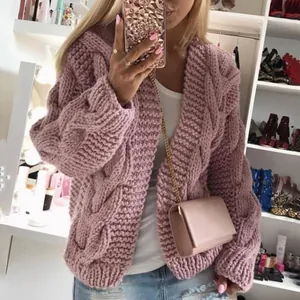 Stijlvol grof gebreid roze vest voor dames met een losse pasvorm voor herfstmode trends