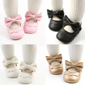 Baby Girls Princess Shoes Soft Sole PU Leather Scalloped Edge Large Bow Toddler Mary Jane First Walkers Wedding Party Shoes