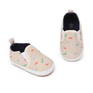 Canvas baby instapschoenen met kleurrijke dinosauruspatronen voor pasgeborenen