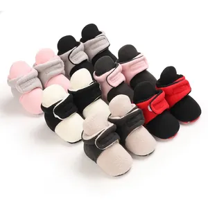 Variety of multi-color soft-sole fleece baby booties for infants aged 0-1 year old
