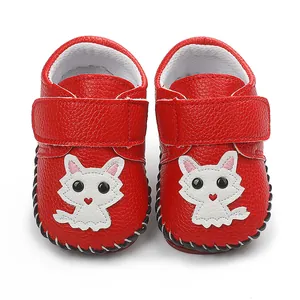 Rote Lauflernschuhe für Babys mit Comic-Fuchs-Design und rutschfester Sohle für Kleinkinder