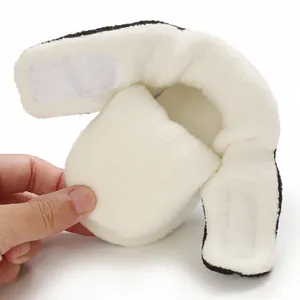 Detailed view of the soft plush fleece interior on these baby winter boots with velcro