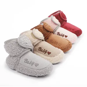 Infant Winter Warm Snow Boots Toddler First Walker Shoes Soft Sole Cotton Fabric Fleece Lined Baby Embroidery Booties