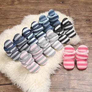 Baby Kleinkind Lauflernschuhe Warm Fleece Gefüttert Gestreift Baumwolle Weiche Sohle Schneestiefel Für Säuglinge Jungen Mädchen Winterschuhe