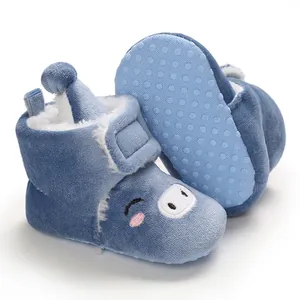Bottes de neige bleues pour bébé avec semelle souple et doublure en peluche chaude
