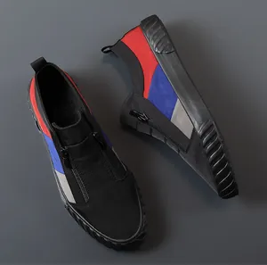 Draufsicht und Seitenansicht von Herren-Color-Block-Sneakern mit Reißverschluss
