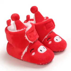 Bottes de neige rouges pour bébé avec doublure polaire douce et design de cochon mignon