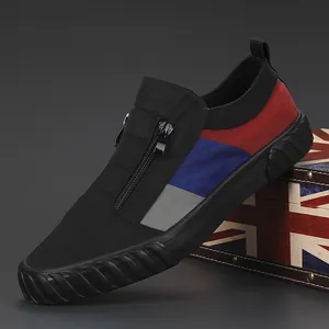 Herren Mode Stoffschuhe Patchwork Lässig Board Schuhe Mit Reißverschluss Koreanischer Stil Vulkanisierte Gummisohle Wanderschuhe