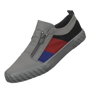 Modische Herren-Canvas-Sneaker mit bunten Patchwork-Farben und Reißverschluss-Detail