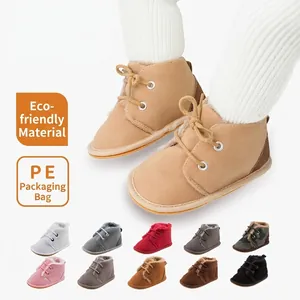 Winter Warme Fleecegefüttert Baby Lauflernschuhe Rutschfeste Gummisohle Kleinkind Baumwolle Hohe Schuhe Erstlingsschuhe