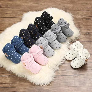 Baby Toddler Winter Warm Cotton Shoes Star Print Fleece Lined Soft Sole Boots For Infant Boys Girls First Walker Shoes