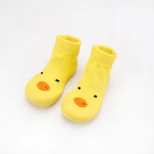 Cute yellow cartoon duck baby indoor sock shoes with soft non-slip breathable soles