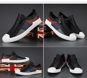 Πολυγωνική άποψη ανδρικών casual loafers με φερμουάρ και σχέδιο patchwork