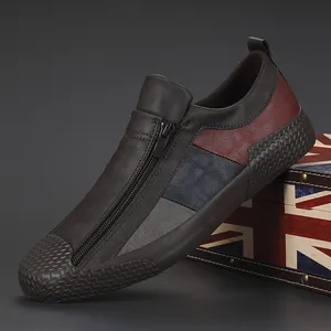 Ανδρικά φθινοπωρινά παπούτσια slip-on με φερμουάρ και δερμάτινα στοιχεία ποιότητας