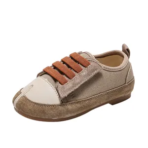 Leinenschuhe für Kleinkinder mit geteilter Zehenpartie und Klettverschluss-Design