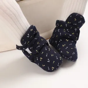 Dunkelblaue Baby-Winterstiefel mit Fleecefutter und weicher rutschfester Sohle